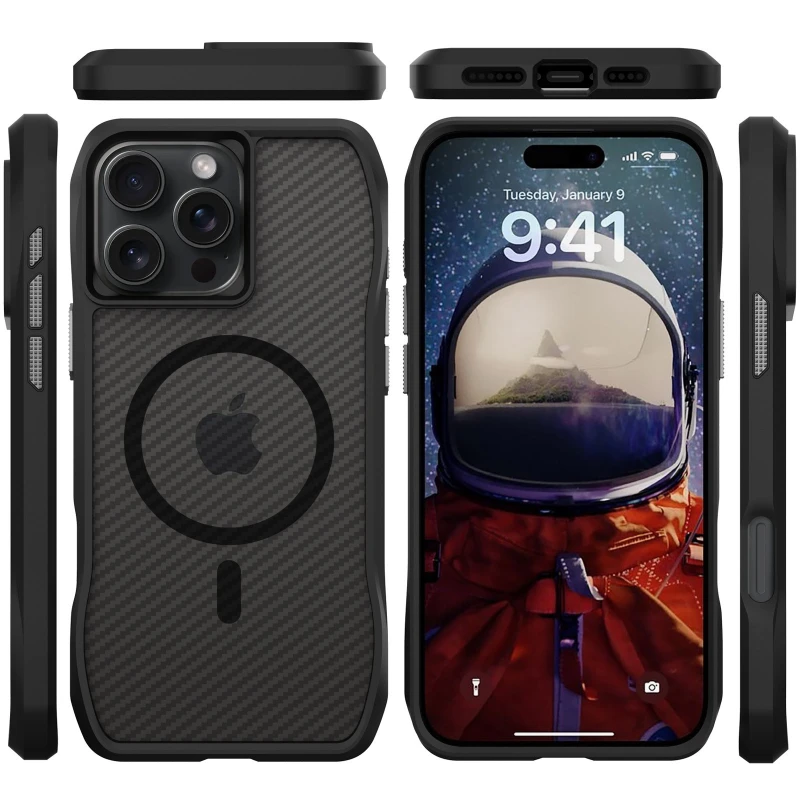 Чохол TPU Octagon with MagSafe для Apple iPhone 16 Pro – Carbon Black. Фото 3 з 3