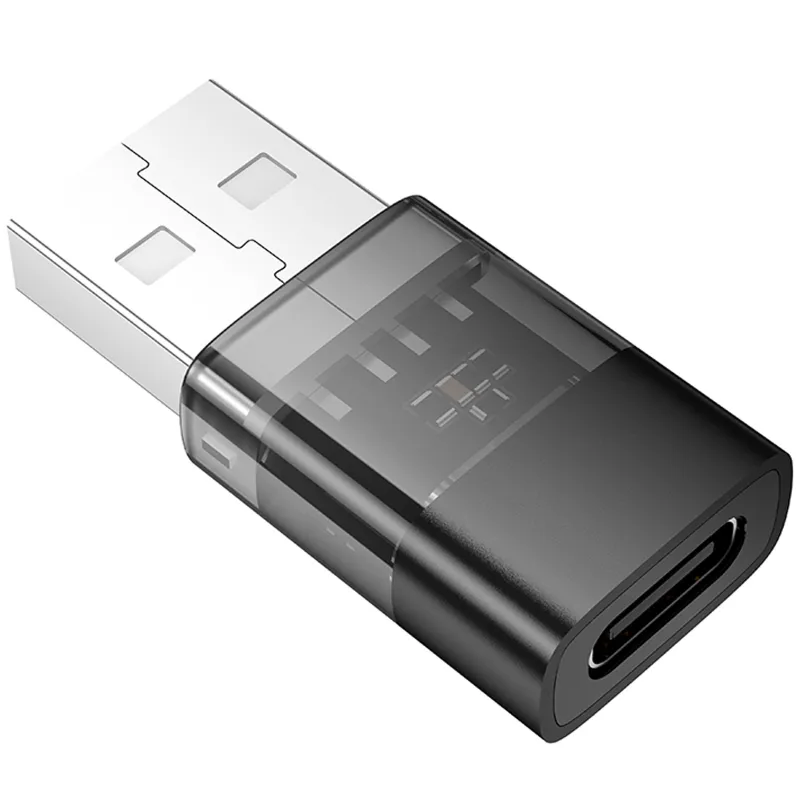 Перехідник Hoco UA36C USB male to Type-C female USB2.0 – Black. Фото 4 з 4