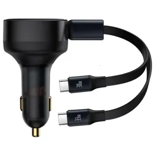 АЗП Baseus Enjoyment PD33W with retractable cables (2USB-C) (C00035500111) фото 1 з 1