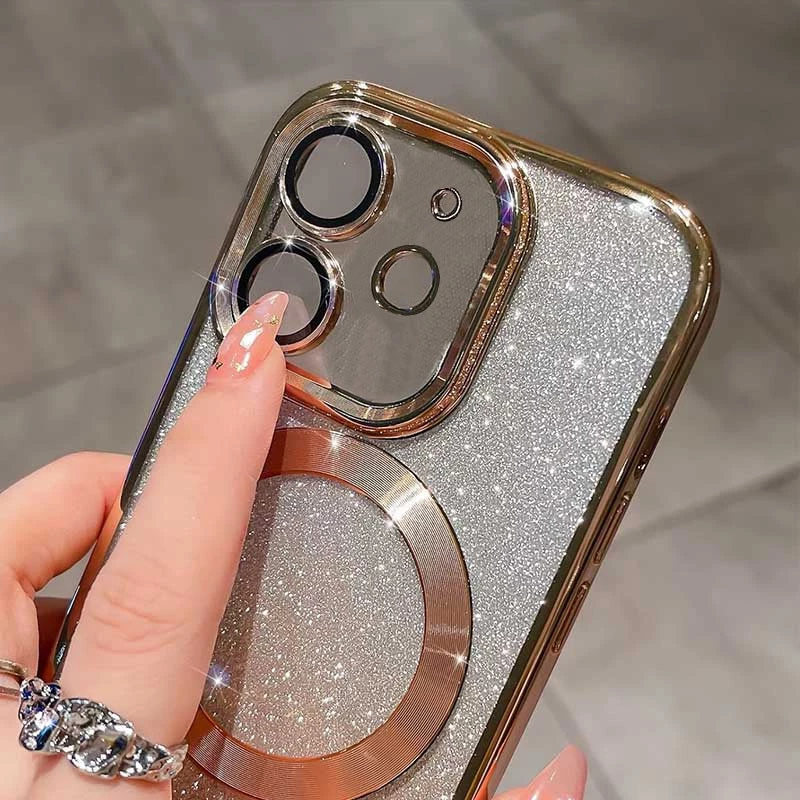 Чохол з блискітками, захисними лінзами на камеру та MagSafe на Apple iPhone 11 (6.1") – Золотий / Gold. Фото 6 з 6