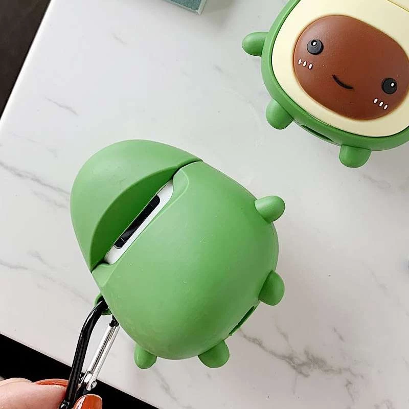 Силиконовый футляр Smile Fruits series для наушников AirPods 1/2 + карабин – Avocado kid. Фото 4 из 5