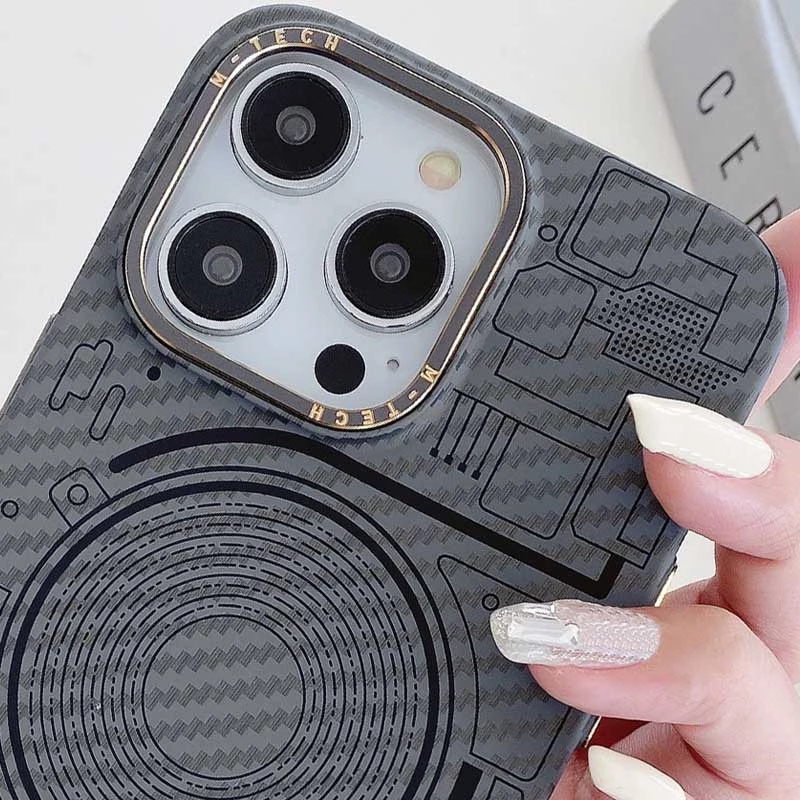 Карбоновий техно чохол з MagSafe на Apple iPhone 12 Pro Max (6.7") – Grey. Фото 4 з 6