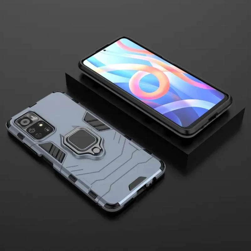 Протиударний чохол Transformer з кільцем на Xiaomi Poco M4 Pro 5G – Сірий / Metal slate. Фото 6 з 6