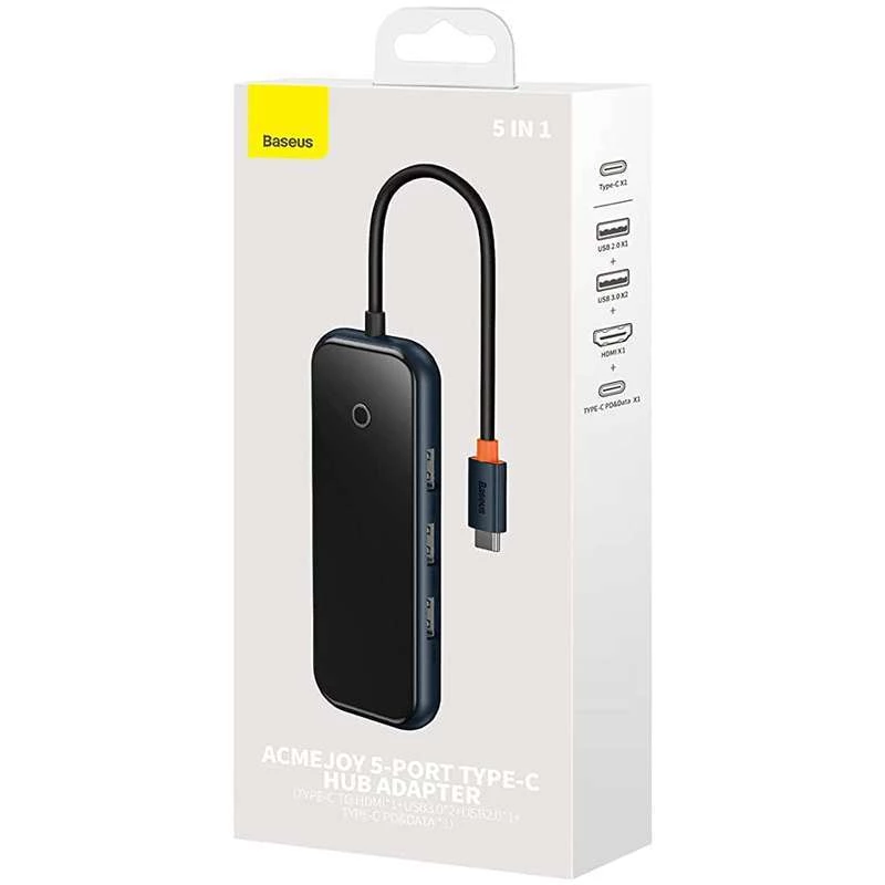 Перехідник Baseus Hub AcmeJoy 5-Port Type-C (HDMI*1+USB3.0*2+USB2.0*1+Type-C PD&Data*1) (WKJZ) – Dark Gray. Фото 5 з 5
