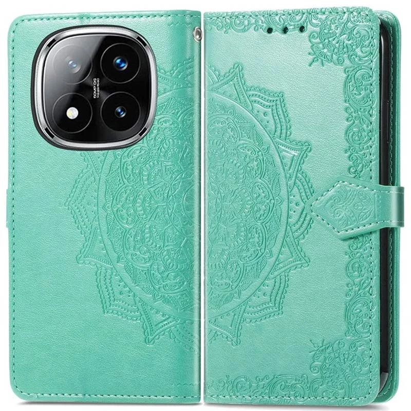 Кожаный чехол-книжка Art Case с визитницей для Xiaomi Poco M7 – Бирюзовый. Фото 2 из 7