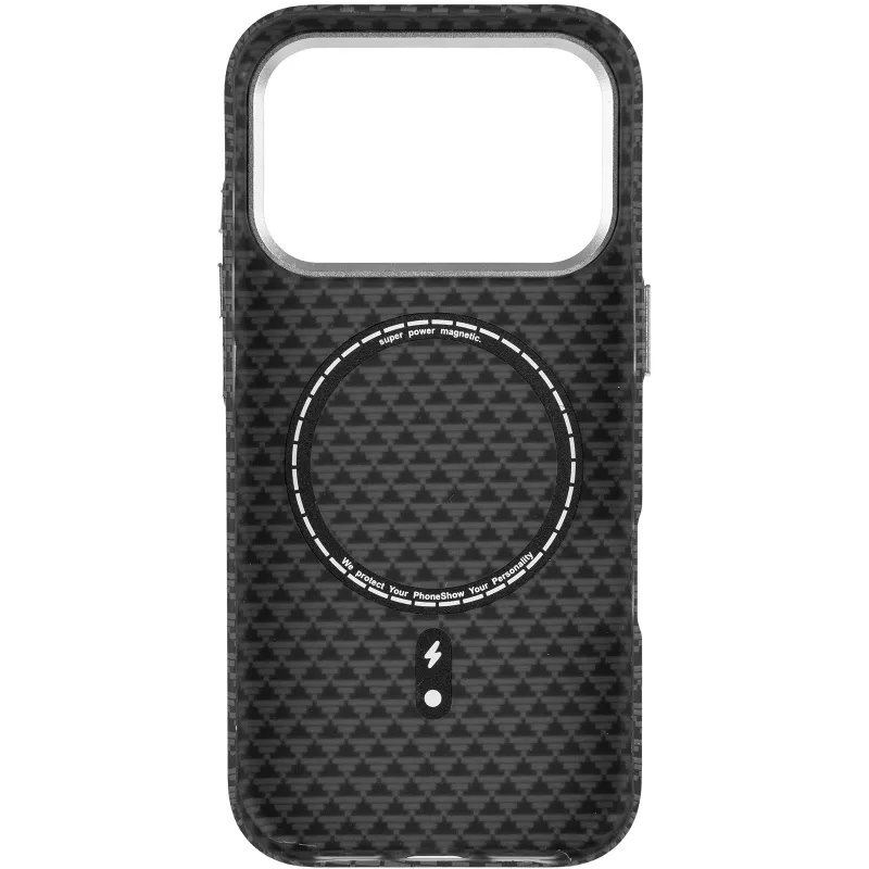 Чехол TPU+PC KVZV Triangular Pattern with Magnetic Fit для Apple iPhone 17 Pro (6.3") – Black. Фото 5 из 7