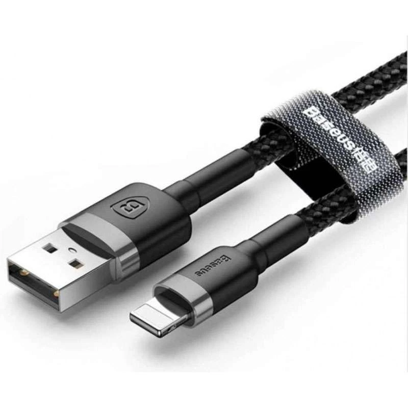 Дата кабель Baseus Cafule Lightning Cable 2.4A (1m) (CALKLF-B) – Сірий / Чорний. Фото 2 з 2