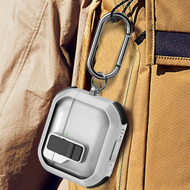 Футляр протиударний Locking Button для навушників Airpods 4 – White. Фото 6 з 6