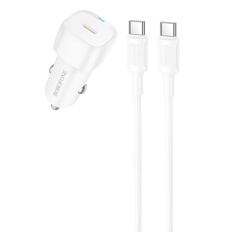АЗП Borofone BZ34A Cloud PD20W (1USB-C) + кабель Type-C to Type-C – White. Фото 1 з 4