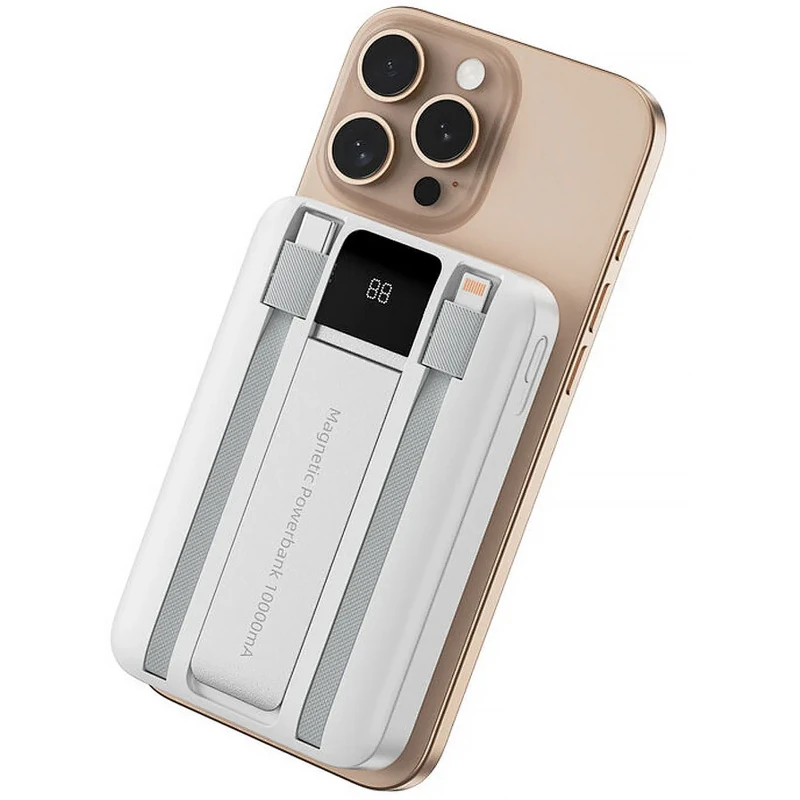 Портативний ЗП Power Bank WIWU Wi-P061 22.5W+PD20W з БЗП+iWatch with cable 10000 mAh – White. Фото 1 з 8