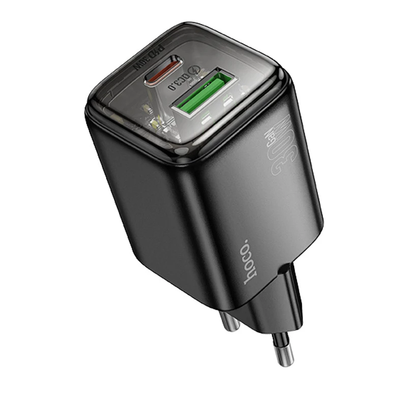 СЗУ Hoco N53 Monsoon PD30W+QC3.0 (1USB-A/1C) – Black. Фото 1 из 4