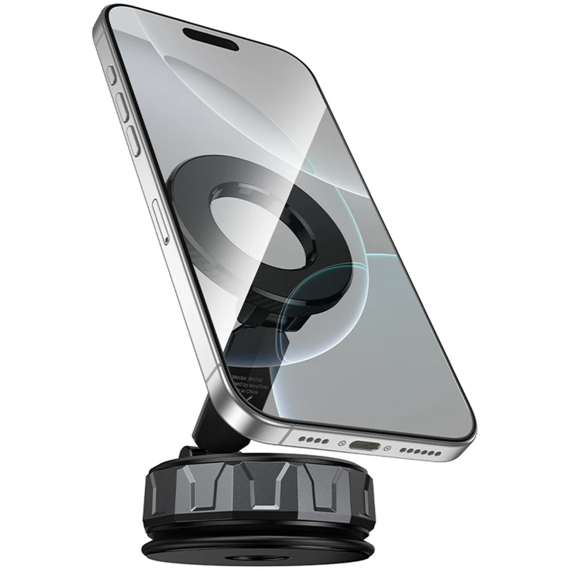 Автодержатель Borofone BH140 Gloria Vacuum Suction Magnetic (center console) – Black / Metal gray. Фото 3 из 7