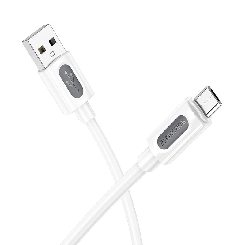 Дата кабель Borofone BX114 Structure USB to MicroUSB 2.4A (1m) – White. Фото 2 з 5