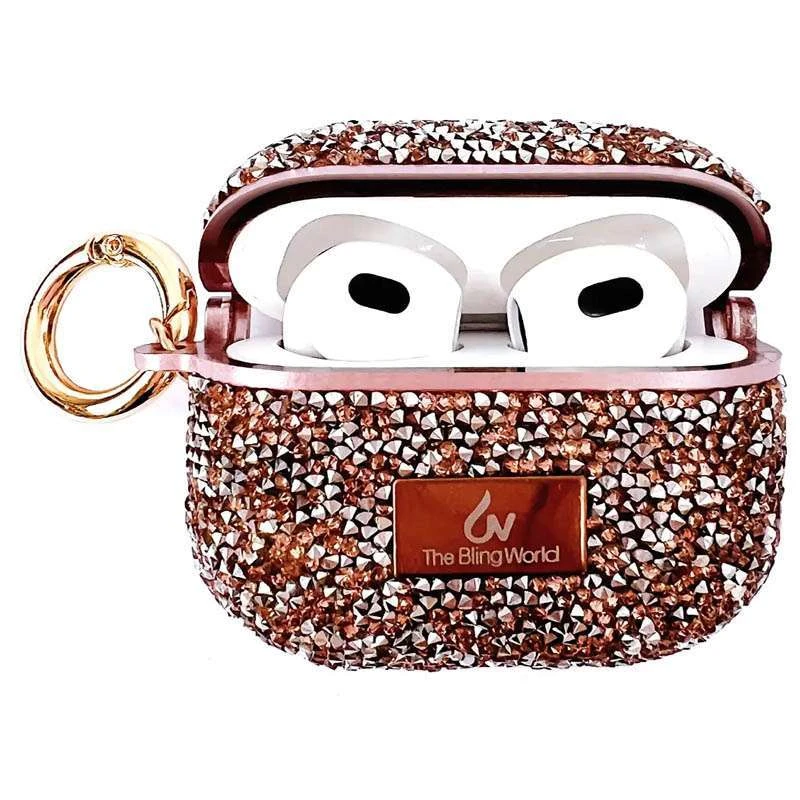 TPU чохол Bling World Rock Diamond для навушників AirPods 1/2 – Рожевий. Фото 3 з 9