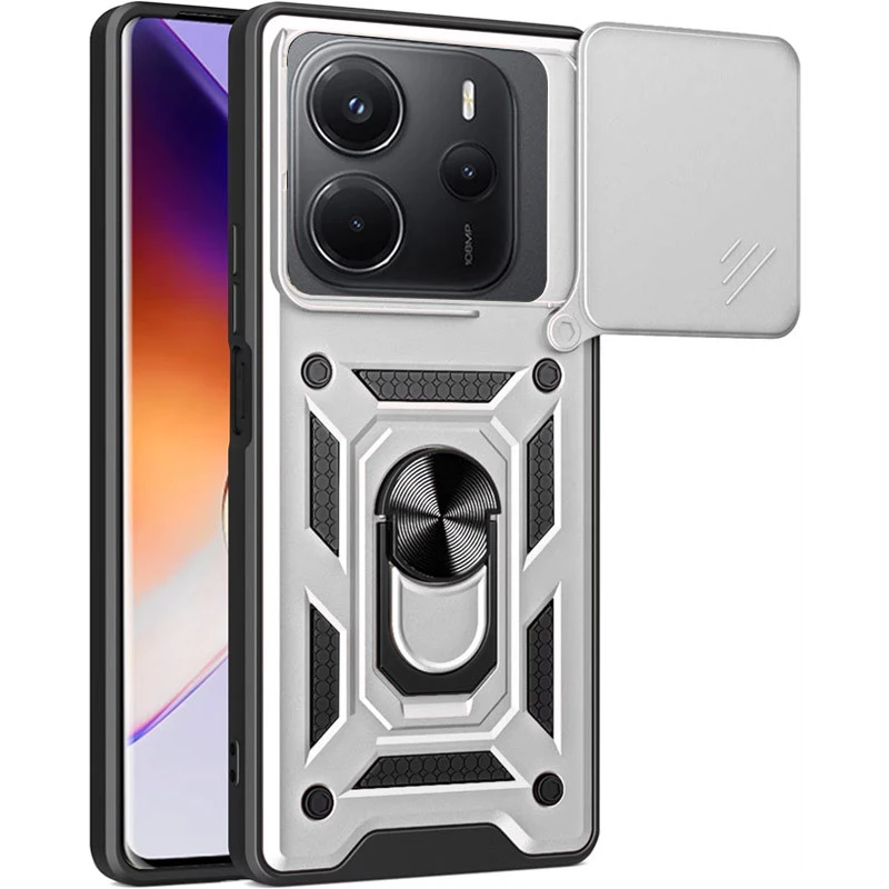 Протиударний чохол Serge Ring з захистом камери на Xiaomi Redmi Note 14 4G (Europe version) – Срібний. Фото 1 з 1