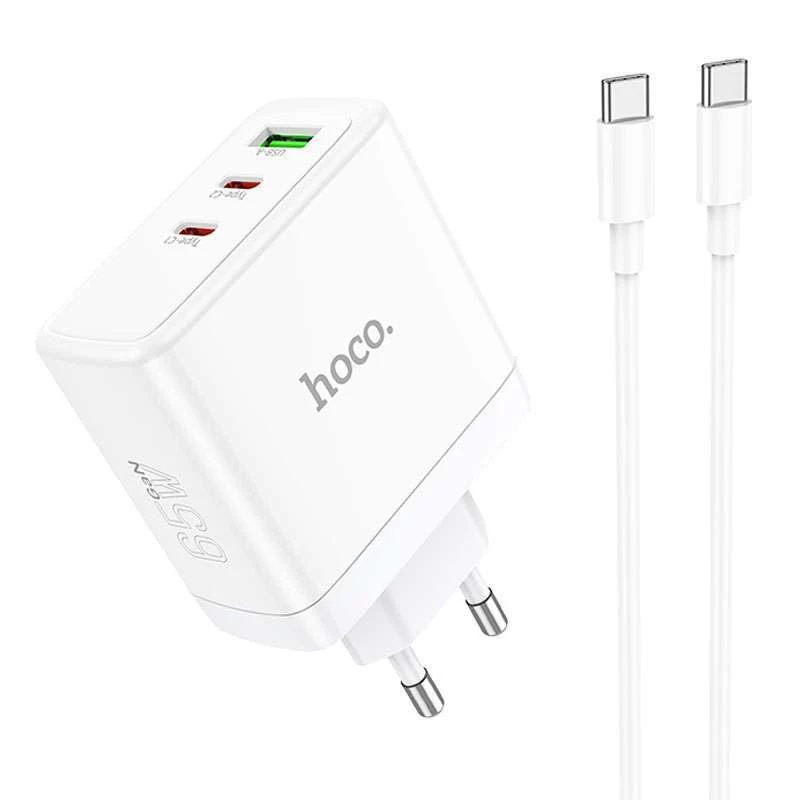 

МЗП Hoco N30 Glory PD65W (2Type-C/1USB) + Type-C to Typ (White)