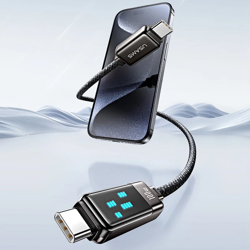 Дата кабель Usams US-SJ744 Meteor Ser. Type-C to Type-C 100W (1.2m) – Tarnish. Фото 2 из 8