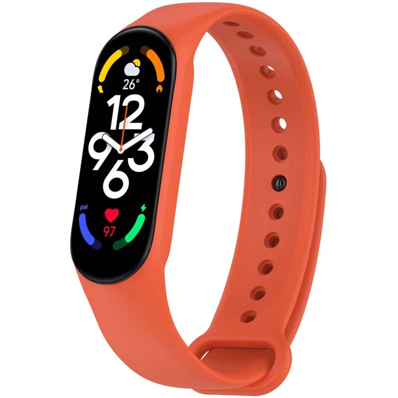 Силиконовый ремешок для Xiaomi Mi Band 7/6/5/4/3 – Оранжевый / Orange. Фото 2 из 2