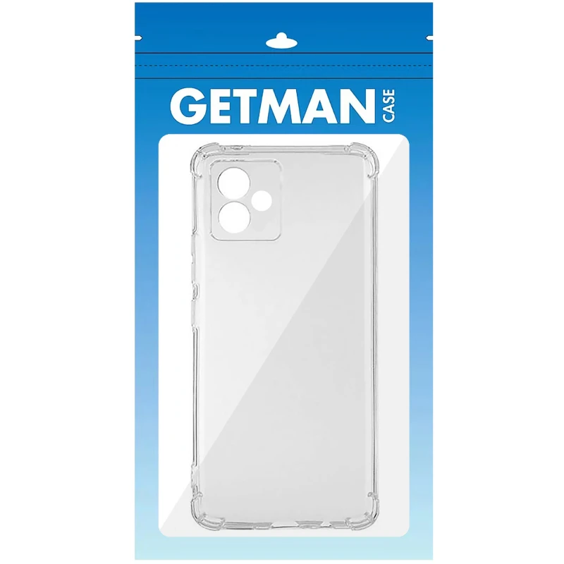 Ультратонкий силиконовый чехол GETMAN с крытыми бортами та камерою на Motorola Moto G14 – Бесцветный (прозрачный). Фото 5 из 7