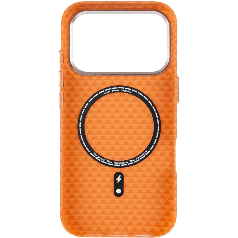 Чехол TPU+PC KVZV Triangular Pattern with Magnetic Fit для Apple iPhone 17 Pro Max (6.9") – Orange. Фото 5 из 7
