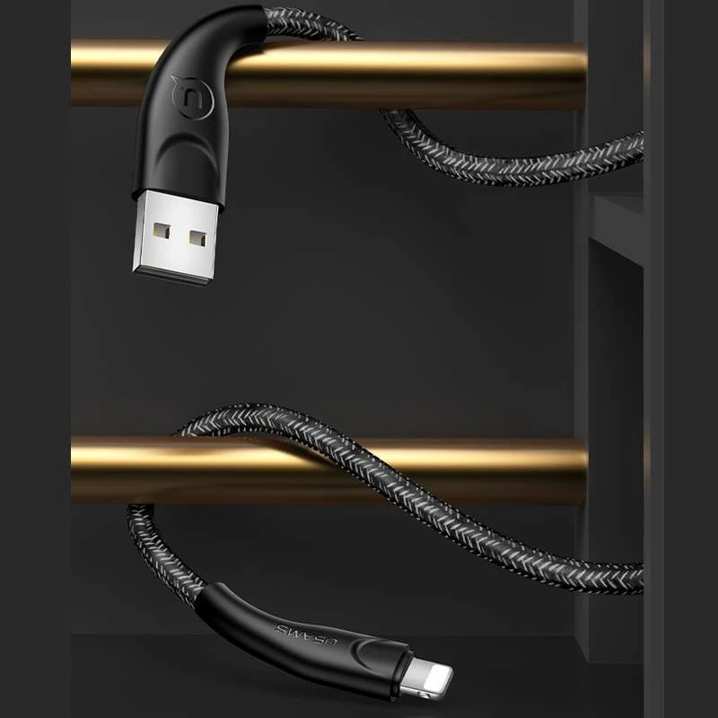 Дата кабель Usams US-SJ391 U41 Lightning Braided Data and Charging Cable 1m – Чорний. Фото 2 з 5