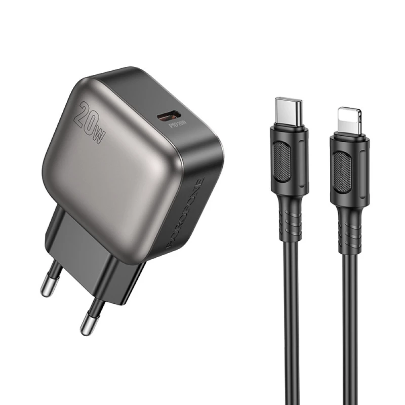 МЗП Borofone BAS53A Absolute PD20W (1USB-C) + кабель Type-C to Lightning фото 1 з 1