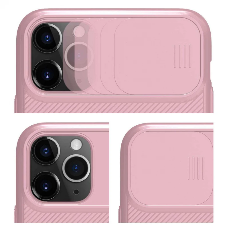 Карбоновая накладка Nillkin со шторкой для камеры для Apple iPhone 11 Pro Max (6.5") – Розовый / Pink. Фото 3 из 5
