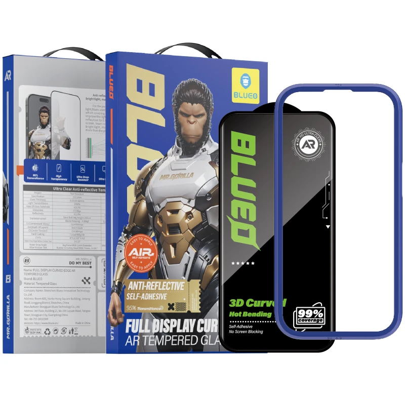 Захисне 3D скло Blueo Hot Bending AR Anti-Reflective для Apple iPhone 16 Pro Max – Чорний. Фото 1 з 4