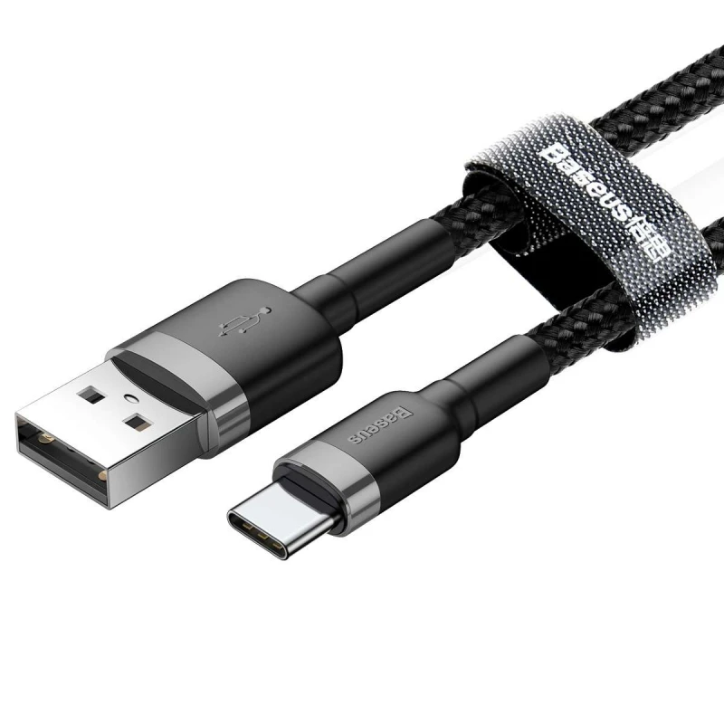 Дата кабель Baseus Cafule Type-C Cable 3A (0.5m) – Сірий / Чорний. Фото 3 з 6