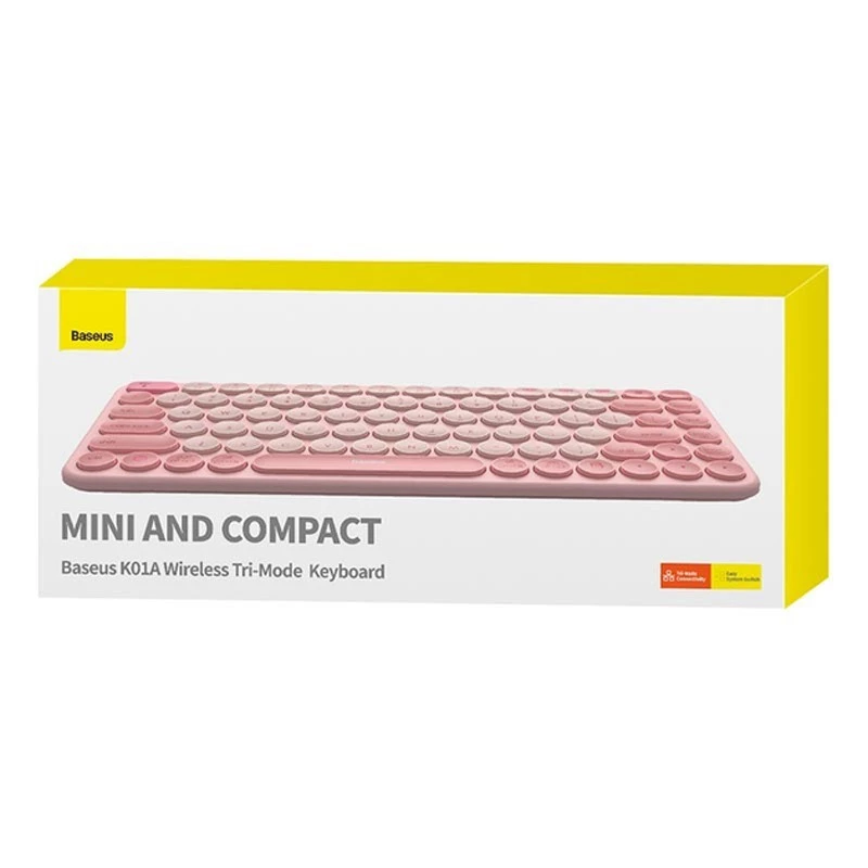 Бездротова клавіатура Baseus K01A Wireless Tri-Mode Keyboard (English Version) (B00955503) – Baby Pink. Фото 4 з 4
