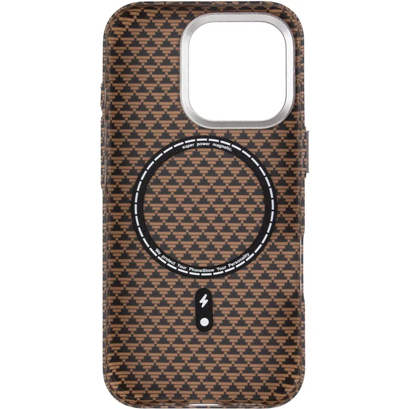 Чехол TPU+PC KVZV Triangular Pattern with Magnetic Fit для Apple iPhone 16 Pro Max – Khaki. Фото 4 из 6