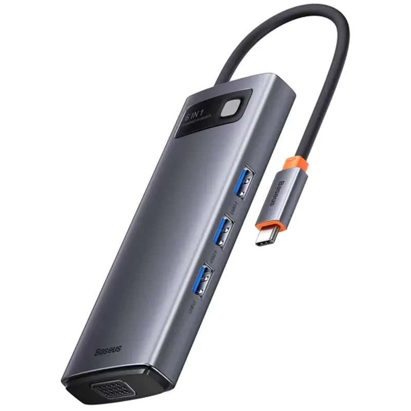 

Перехідник HUB Baseus Metal Gleam Series 6-in-1 Multifunctional Type-C