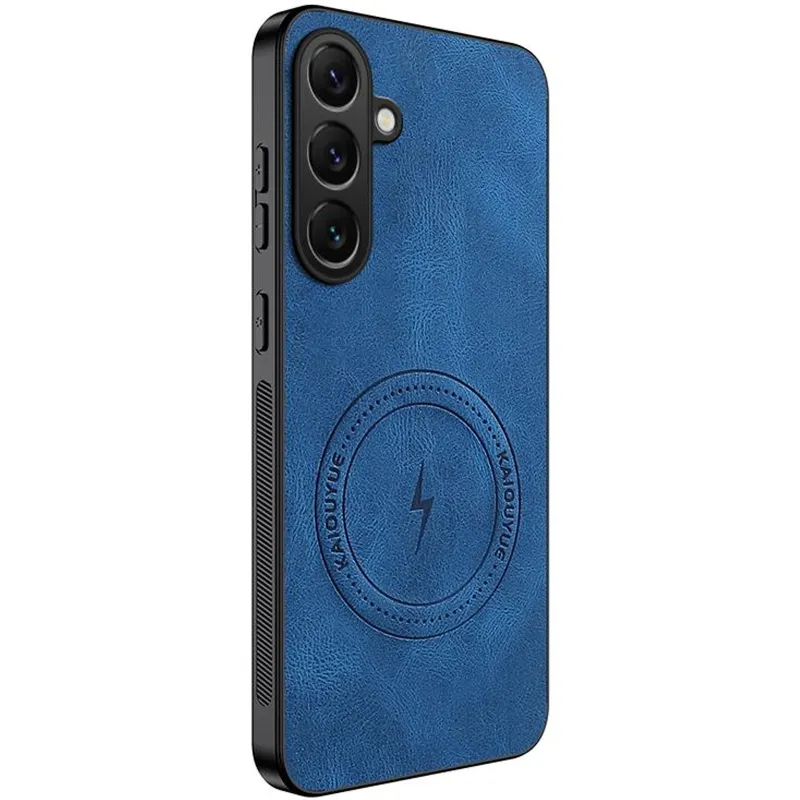 TPU+PC чохол Nappa Texture Magnetic Case для Samsung Galaxy A37 5G – Sapphire blue. Фото 1 з 1