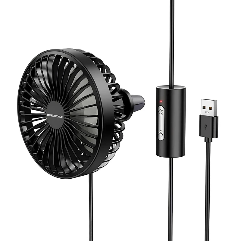 Вентилятор автомобільний Borofone DBF11 three speed (USB-A) – Black. Фото 2 з 4