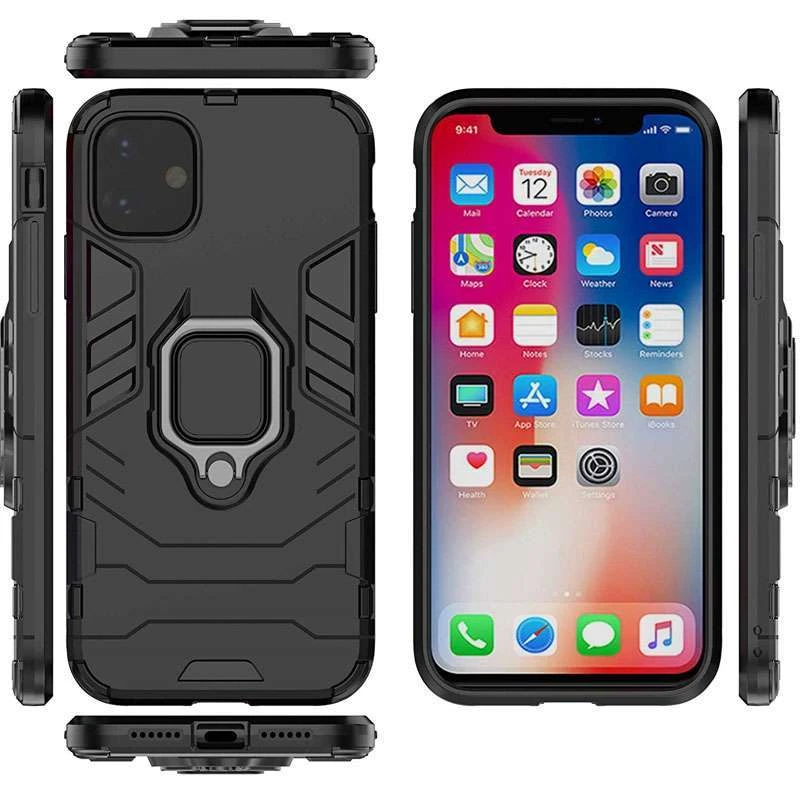 Протиударний чохол Transformer з кільцем на Apple iPhone 11 (6.1") – Чорний / Soul Black. Фото 3 з 4
