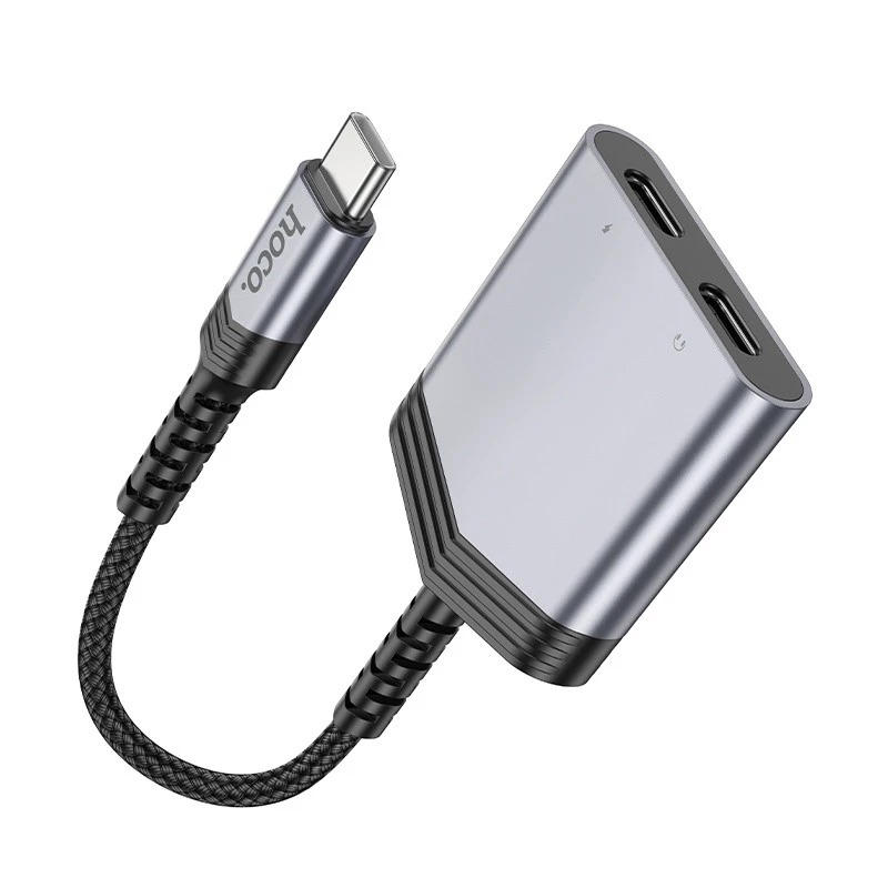 Перехідник Hoco LS40 Type-C to dual Type-C – Metal gray. Фото 3 з 7