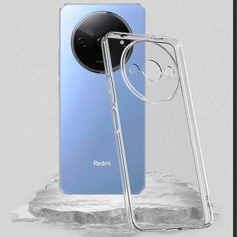 Ультратонкий силіконовий чохол 1,5 мм з захистом камери на Xiaomi Redmi A3 – Безбарвний (прозорий). Фото 2 з 3