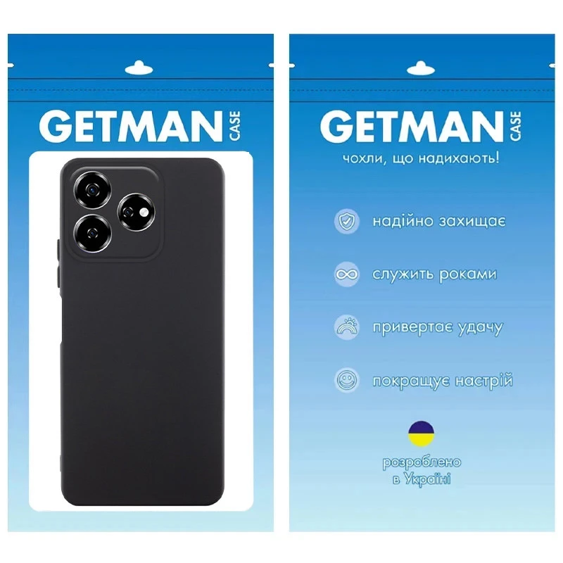 Кольоровий силіконовий чохол GETMAN із закритою камерою для ZTE Nubia V60 – Чорний / Black. Фото 2 з 2