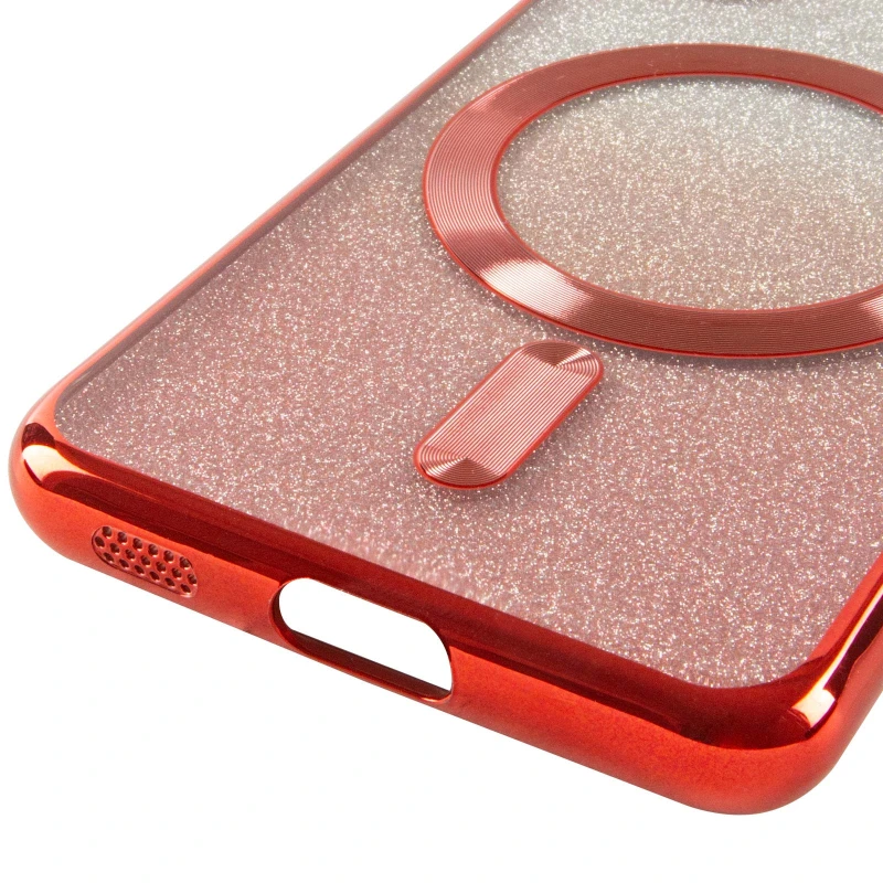 Чохол з блискітками, захисними лінзами на камеру та MagSafe на Samsung Galaxy S21 FE – Червоний / Red. Фото 10 з 11