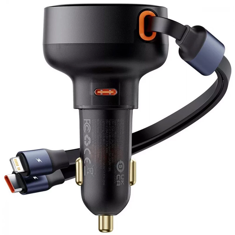 АЗП Baseus Enjoyment Pro 60W (1USB-C) + висувний кабель Type-C (C00057802111-01) фото 2 з 2