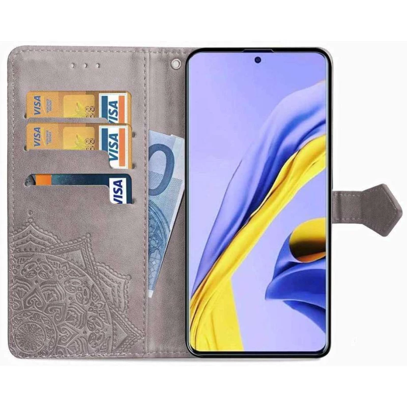 Шкіряний чохол-книжка Art Case з візитницею для Samsung Galaxy A51 – Сірий. Фото 3 з 5