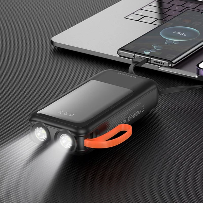 Портативне ЗП Power Bank BOROFONE BJ60A Rapid with four cables 20000 mAh – Black. Фото 4 з 5