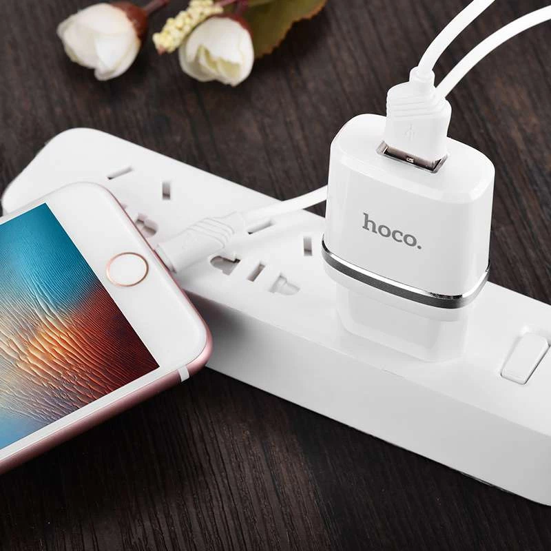 МЗП Hoco C11 Charger + Cable (Lightning) 1.0A 1USB – Білий. Фото 6 з 7