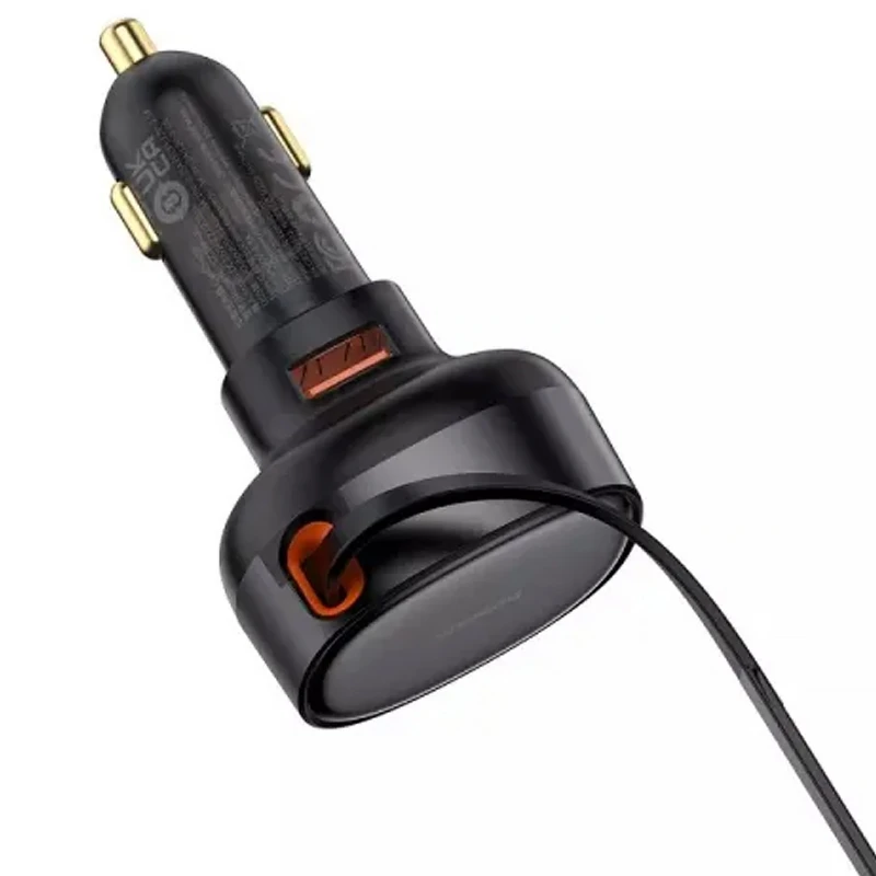 АЗП Baseus Enjoyment Pro PD60W+QC3.0 with retractable cable (1USB-A/1C) (C000578) – Cluster Black. Фото 6 з 6
