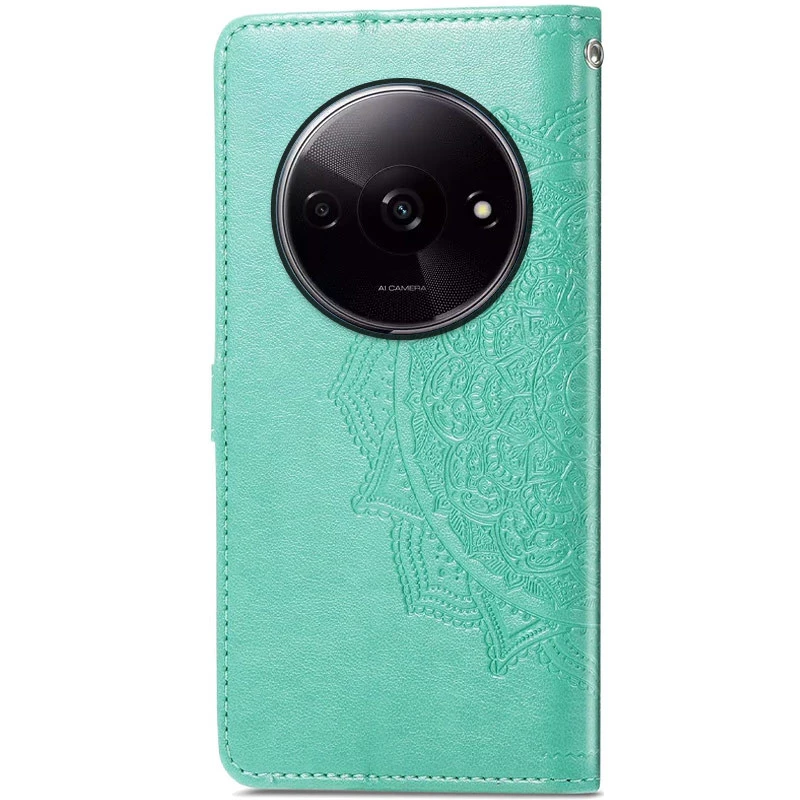 Шкіряний чохол-книжка Art Case з візитницею для Xiaomi Redmi A3 – Бірюзовий. Фото 4 з 5