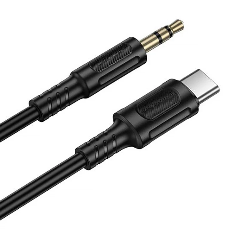 Аудио кабель Aux Borofone BL25B Nice (Type-C to AUX 3.5mm) (1m) – Black. Фото 2 из 4