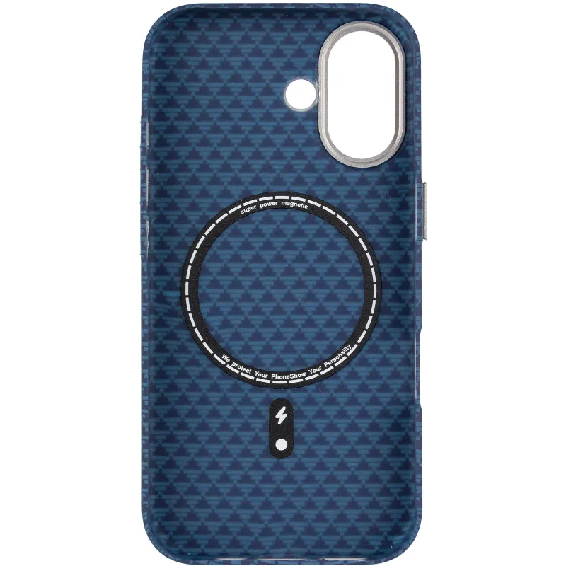 Чехол TPU+PC KVZV Triangular Pattern with Magnetic Fit для Apple iPhone 17 (6.3") – Blue. Фото 5 из 7