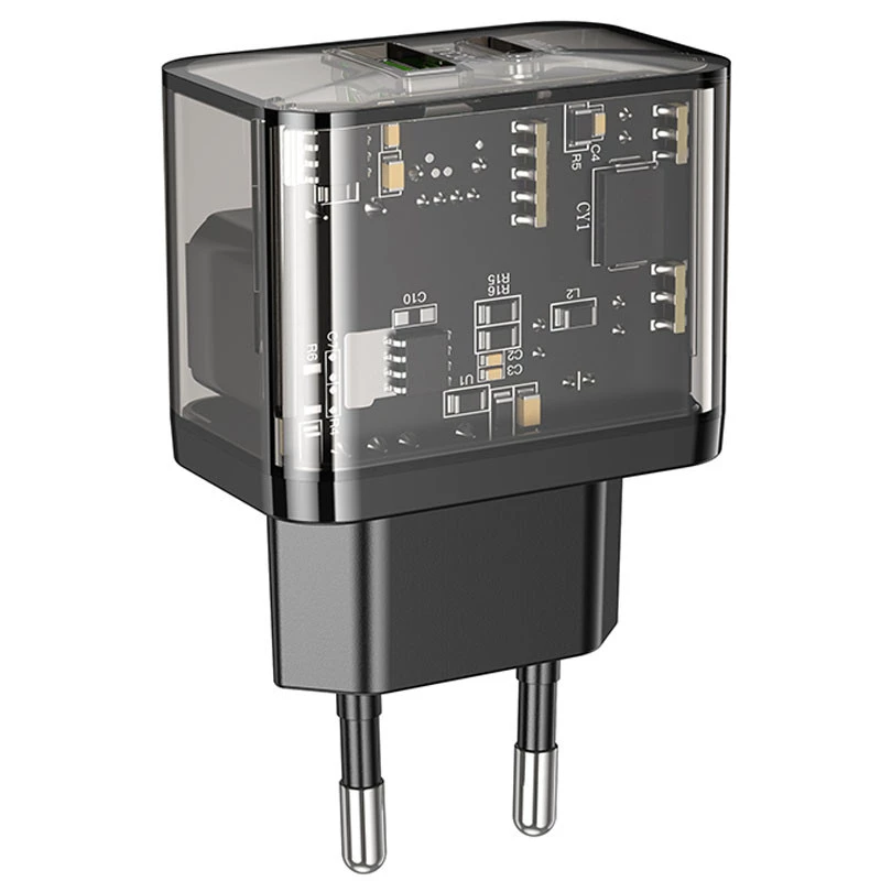 МЗП Hoco N34 Dazzling PD20W+QC3.0 – Transparent black. Фото 4 з 7