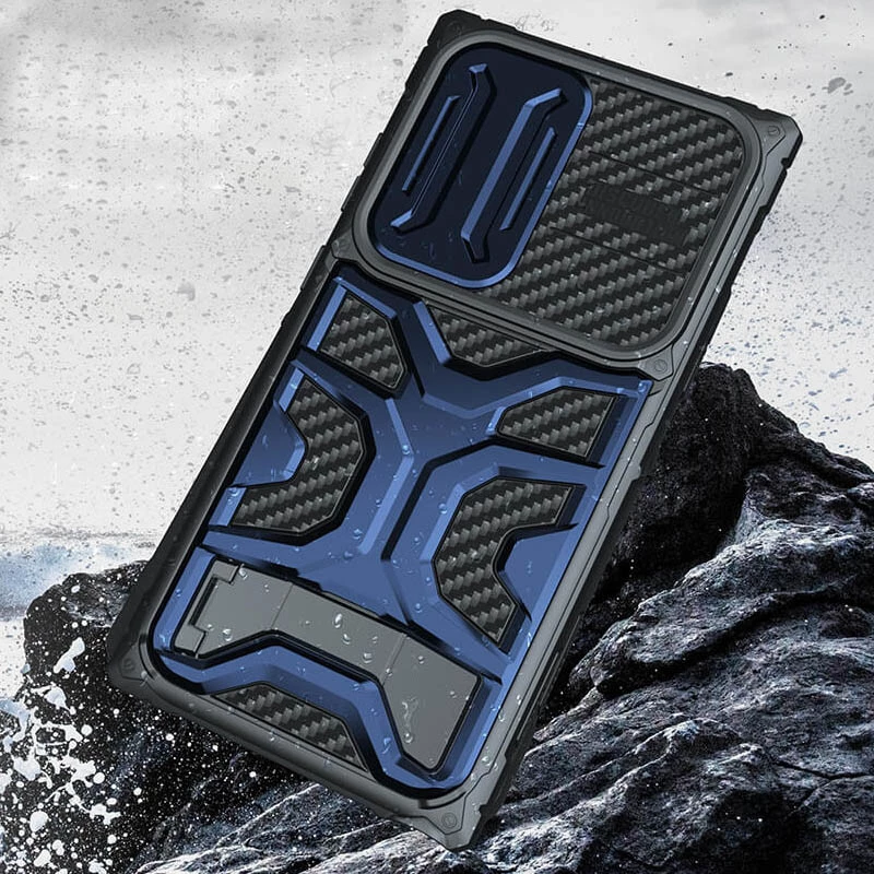 TPU+PC чехол Nillkin CamShield Adventurer Pro с шторкой на камеру для Samsung Galaxy S23 Ultra – Interstellar Blue. Фото 6 из 7