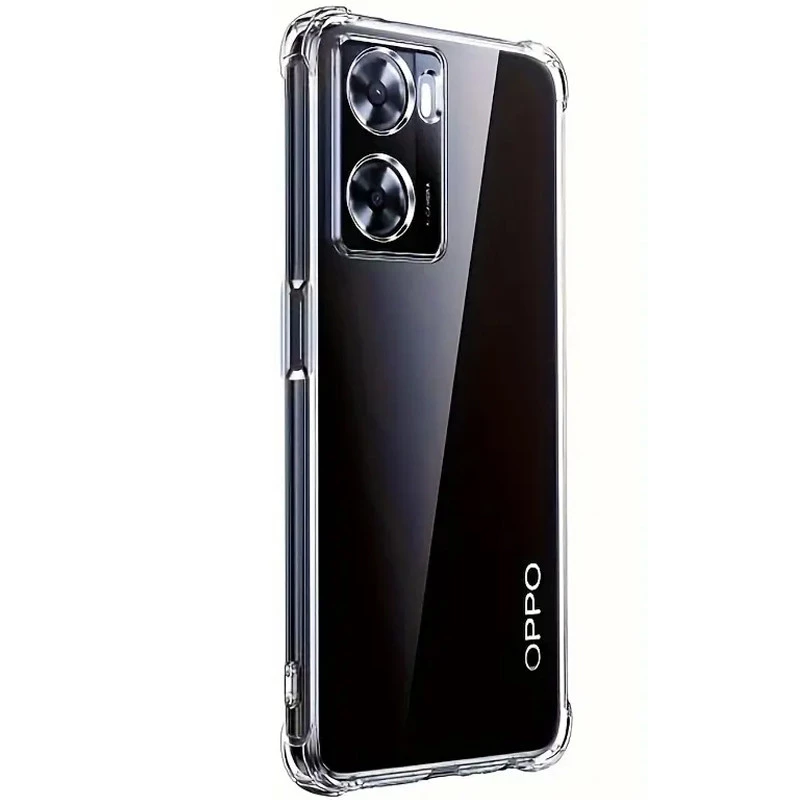 Ультратонкий силіконовий чохол GETMAN з критими бортами та камерою для Oppo A57s – Безбарвний (прозорий). Фото 4 з 6